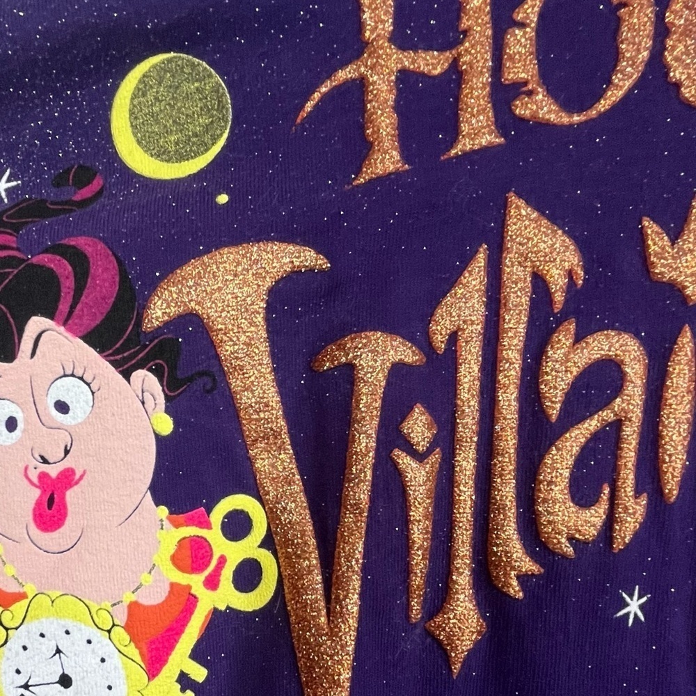 Disney Spirit Jersey Hocus Pocus Sz XS Purple Sparkly Oversized Villanspell - Picture 11 of 16